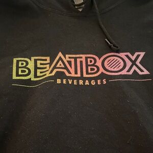 Gildan Men’s Black Hoodie with Colorful Beatbox beverages Design size 3xl